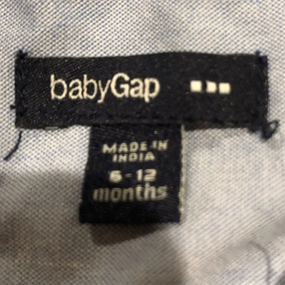 Baby Gap 6/12m Bear Logo Button Up Polo Bodysuit Blue